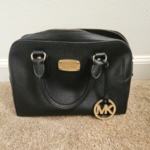 Michael Kors Black Satchel with Gold Accents